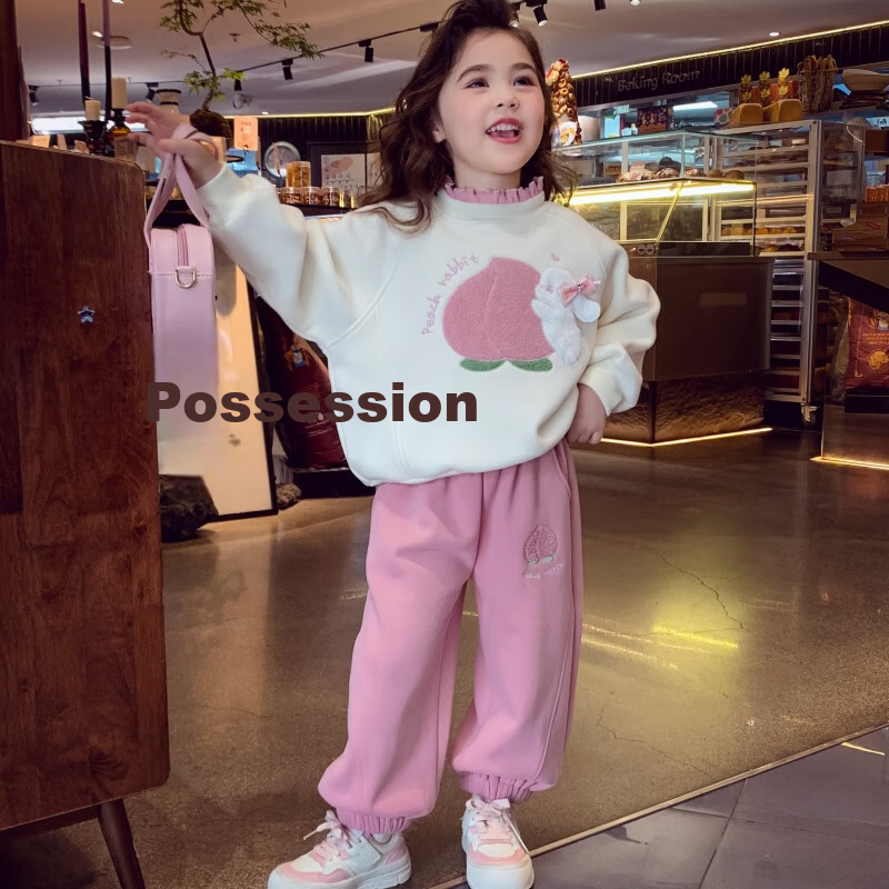 Mimi Halo Girls' Fleece Lined Tracksuit Winter 2025 New Kids Hoodie and Sweatpants Set Girls' Sportswear 17